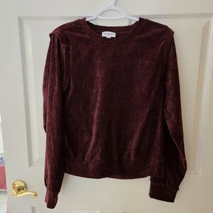 Evereve Velvet Long Sleeve Top Small